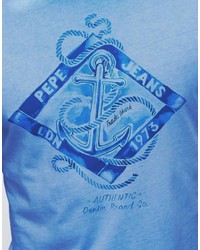 T-shirt imprimé bleu clair Pepe Jeans