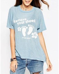 T-shirt imprimé bleu clair Wildfox Couture