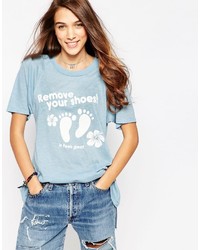 T-shirt imprimé bleu clair Wildfox Couture