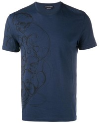 T-shirt imprimé bleu marine Alexander McQueen