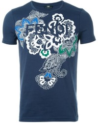 T-shirt imprimé bleu marine Fendi