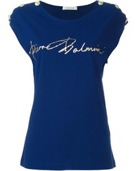 T-shirt imprimé bleu marine PIERRE BALMAIN