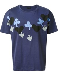 T-shirt imprimé bleu marine Raf Simons