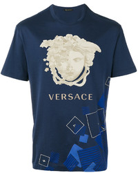 T-shirt imprimé bleu marine Versace