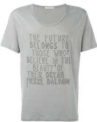 T-shirt imprimé gris Pierre Balmain