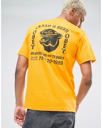 T-shirt imprimé jaune Obey