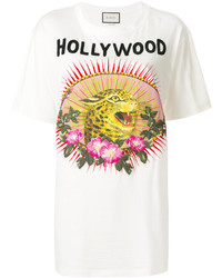 T-shirt imprimé léopard blanc Gucci