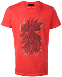 T-shirt imprimé rouge Diesel