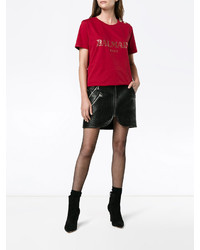 T-shirt imprimé rouge Balmain