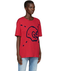 T-shirt imprimé rouge Gucci