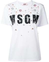 T-shirt orné blanc MSGM