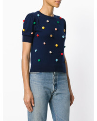 T-shirt orné bleu marine Alice + Olivia