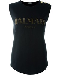 T-shirt orné noir Balmain