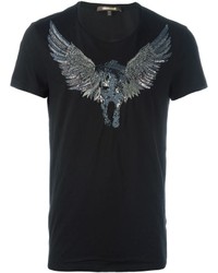 T-shirt orné noir Roberto Cavalli