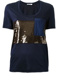 T-shirt pailleté bleu marine Jil Sander