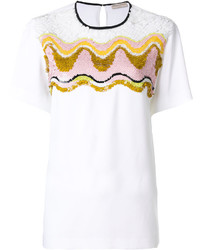 T-shirt pailleté brodé blanc Emilio Pucci