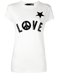 T-shirt pailleté orné blanc Love Moschino