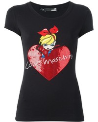T-shirt pailleté orné noir Love Moschino