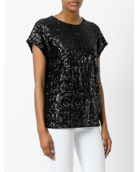 T-shirt pailleté orné noir Saint Laurent