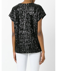 T-shirt pailleté orné noir Saint Laurent