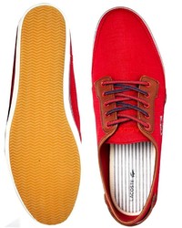 Tennis en toile rouges Lacoste