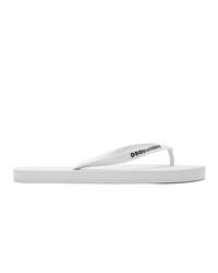Tongs en cuir blanches DSQUARED2