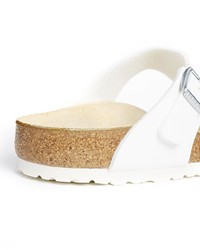 Tongs en cuir blanches Birkenstock