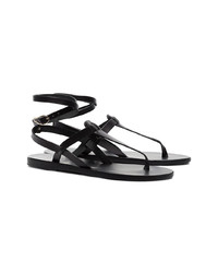 Tongs en cuir noires Ancient Greek Sandals