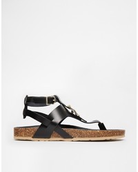 Tongs en cuir noires Asos