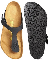 Tongs en cuir noires Birkenstock