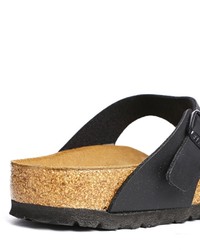 Tongs en cuir noires Birkenstock