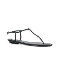 Tongs en cuir noires Rene Caovilla