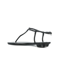 Tongs en cuir noires Rene Caovilla