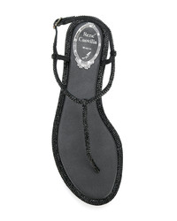 Tongs en cuir noires Rene Caovilla