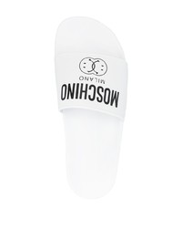 Tongs imprimées blanches Moschino