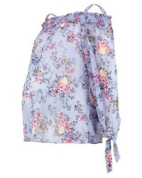 Top à épaules dénudées à fleurs bleu clair New Look