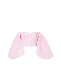 Top à épaules dénudées à rayures verticales rose