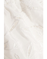 Top à épaules dénudées en soie brodé blanc Tibi