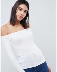 Top à épaules dénudées en tricot blanc ASOS DESIGN