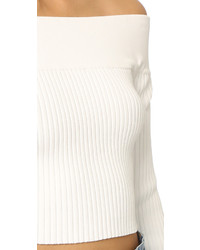 Top à épaules dénudées en tricot blanc