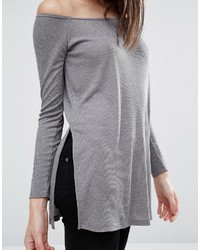 Top à épaules dénudées en tricot gris Asos