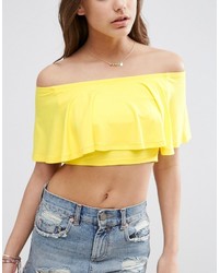 Top à épaules dénudées jaune Asos