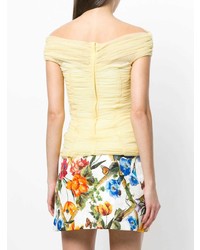 Top à épaules dénudées plissé jaune Dolce & Gabbana