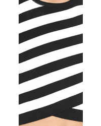Top court à rayures horizontales blanc et noir DKNY