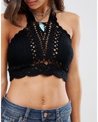 Top court en crochet noir