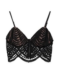 Top court en dentelle noir Bardot