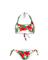 Top de bikini à fleurs blanc MC2 Saint Barth