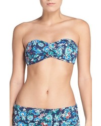 Top de bikini à fleurs bleu clair