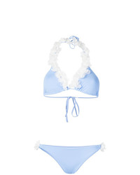 Top de bikini à fleurs bleu clair La Reveche