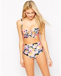 Top de bikini à fleurs multicolore Asos
